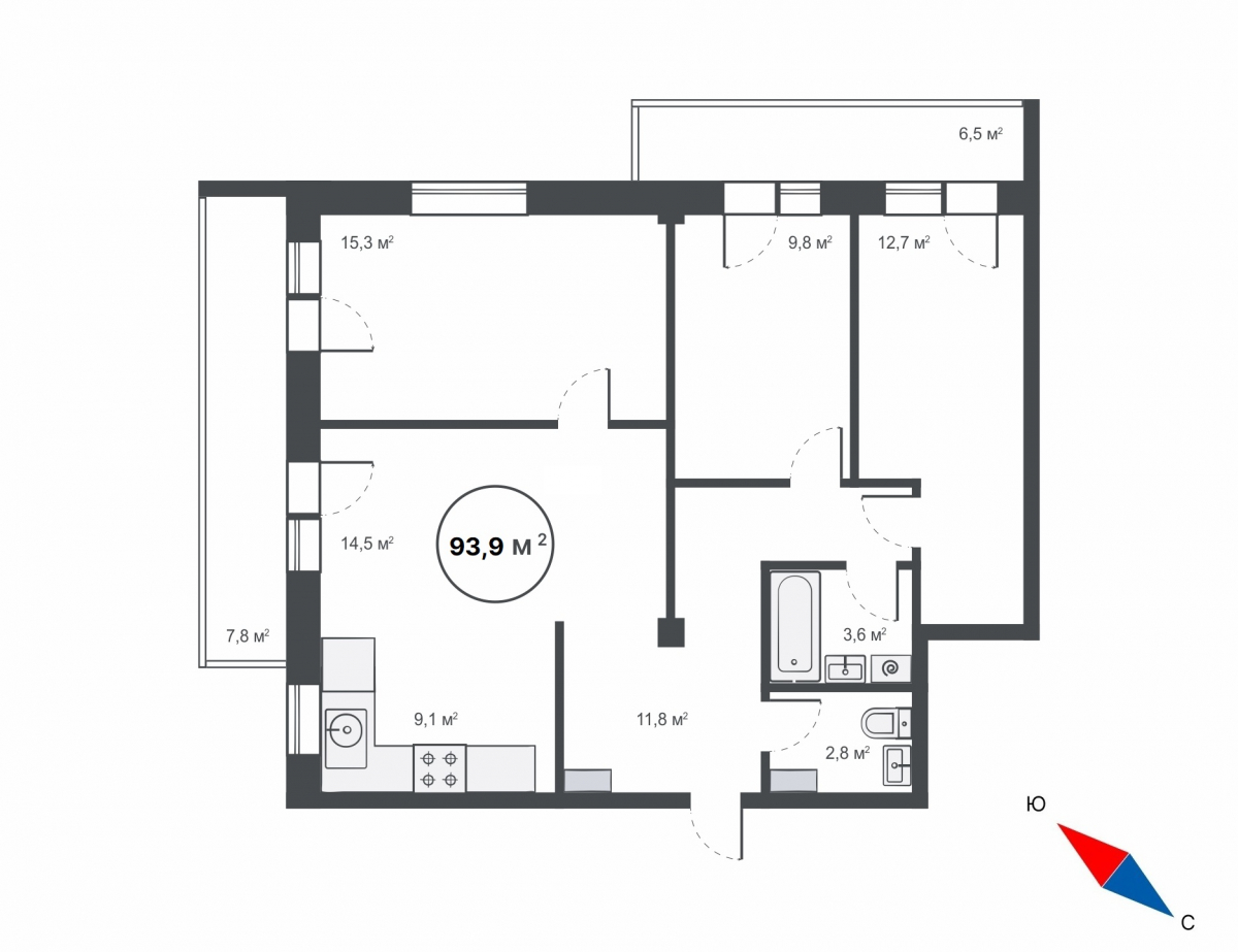 планировка квартиры 94 м2